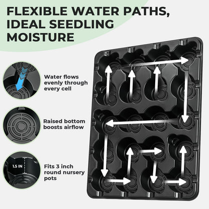 homenote 3 Inch Seed Starting Trays with Clear Nursery Pots, 5-Pack 20-Cell Seedling Starter Trays & 3" Nursery Pots 100 Pcs with Drainage, Plant Starter Germination Trays for Indoor Outdoor Growing