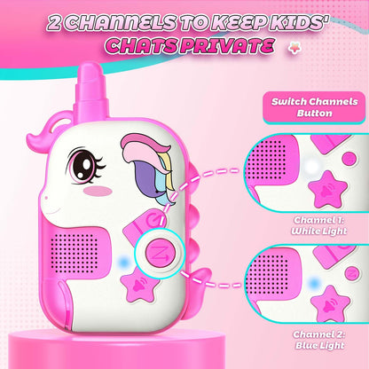 Rechargeable Walkie Talkies Toys for Girls: Unicorn Toys Walkie Talkies for Kids 2 Pack Birthday Gifts for 3 4 5-7 Year Old Girls Toy for 4 5 6 7 Year Old Grandkids Camping Outdoor Games