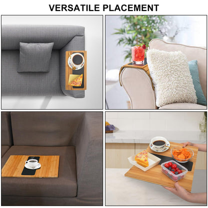 Numola Couch Arm Tray, Sofa Armrest Tray Table, Adjustable and Foldable Couch Arm Table for Snack, Food, Drinks, Phone, Remote(Natural)