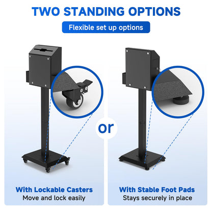 Freestanding Ballot Box Collection with Silent Caster Wheels: Secure and Versatile for Office, Charity, and Events – Includes Lock and Large Slot, Functions as Donation, Suggestion, and Offering Box.