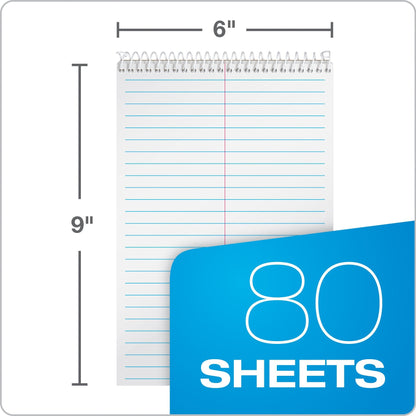 TOPS Steno Pads 4 Pack, 6" x 9" Spiral Steno Notebooks, Gregg Rule for lists, 80 Sheets Each, White Paper, Assorted Covers, Take Notes for School, College, Work, Office (80220)