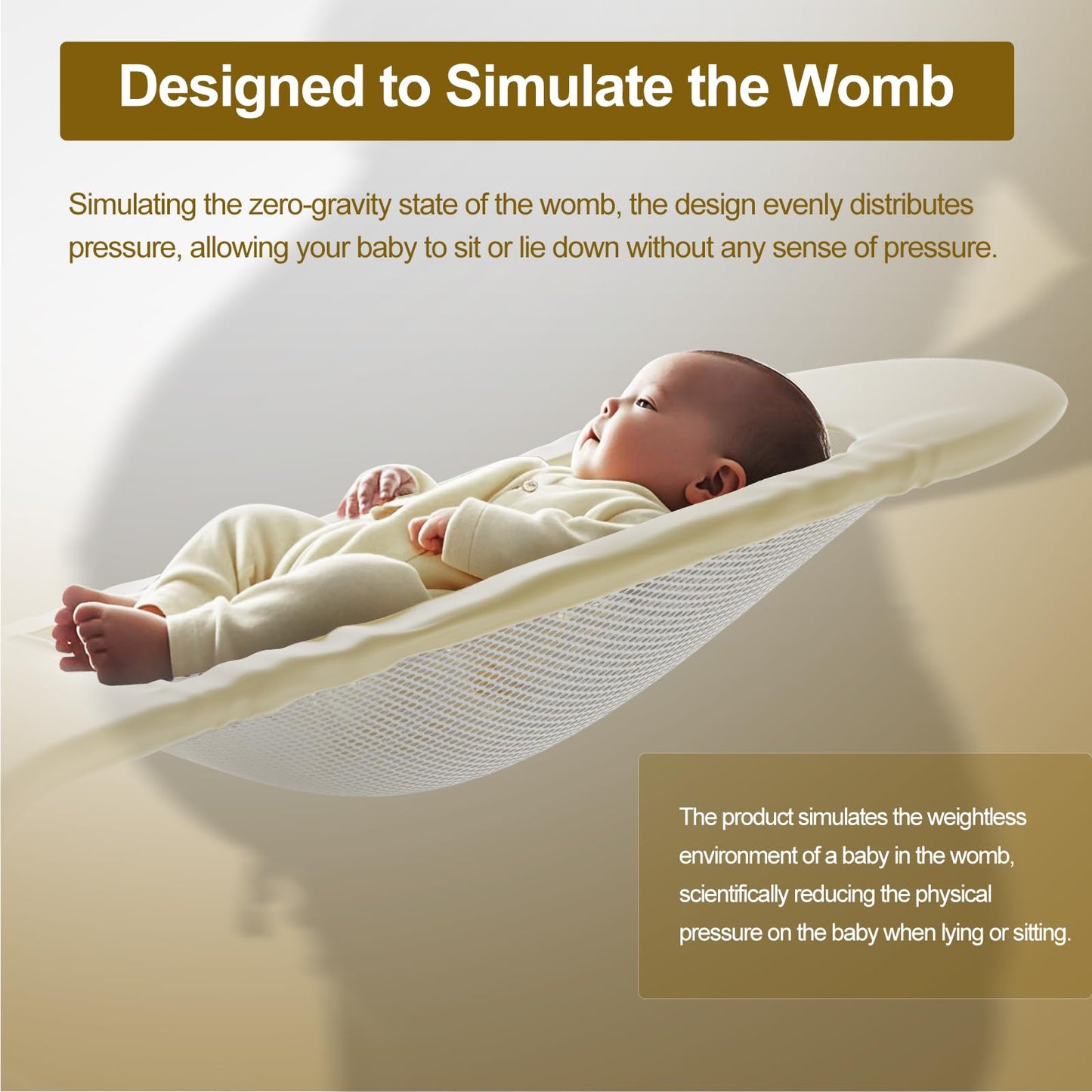 3-in-1 Portable Baby Bouncer & Rocker Chair for Newborn to Toddler - 4 Adjustable Recline Positions, Breathable Cotton Fabric, Natural Vibration, Supports Up to 33 lbs (Oatmeal Khaki)