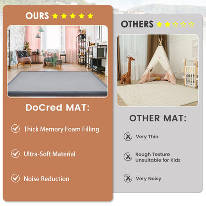 Baby Play Mats for Floor - 1.4" Thick Memory Foam Rug, 80"x80" Playpen Tummy Time Mat, Soft Velvet Nursery Rug, Large Padded Crawling Mat, Cushioned Pads for Playroom Toddlers, Infants, Yoga, Tatami