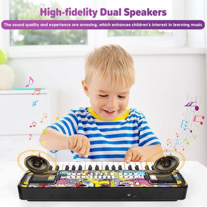 Kids Keyboard Piano, 37 Keys Keyboard Electric Digital Piano, Early Learning Educational Musical Toys Piano for Kids Toddlers Beginners with Music Stand, Microphone - Christmas Birthday Gifts, Black