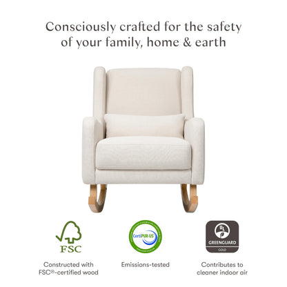 Babyletto Kai Rocker in Performance Natural Eco-Twill with Light Legs, Water Repellent & Stain Resistant, Greenguard Gold and CertiPUR-US Certified