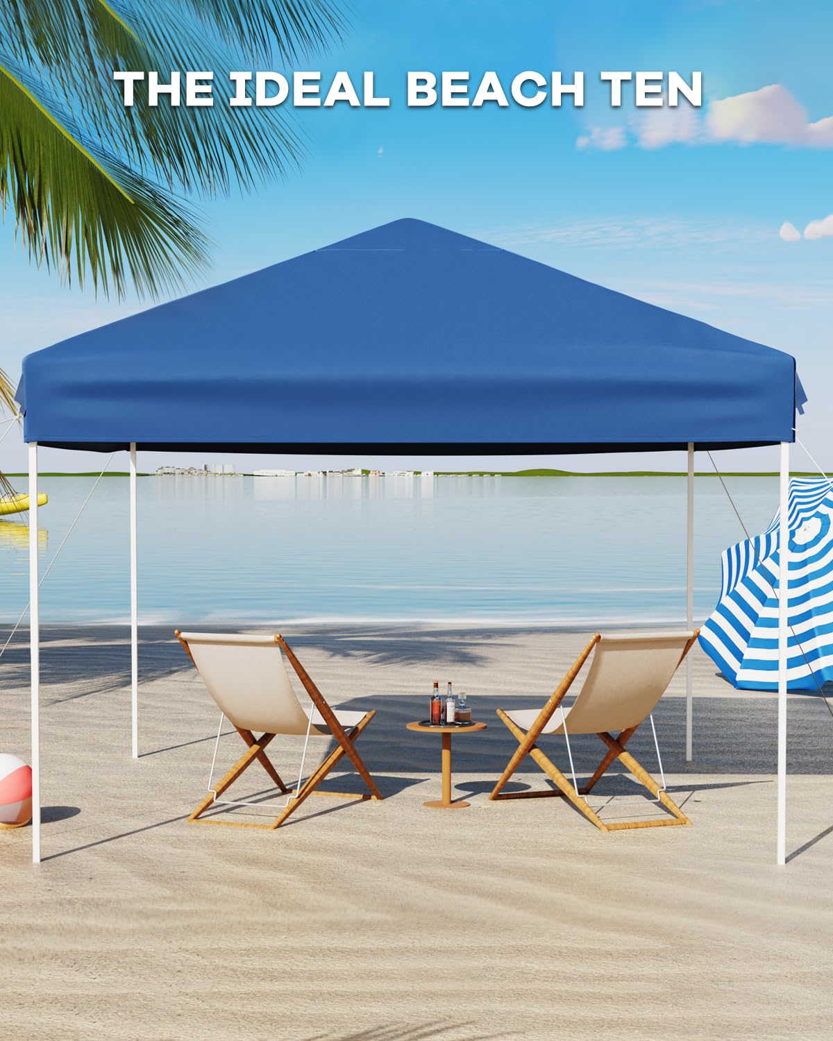 GarveeLife 10x10 Pop Up Canopy Tent, Easy Up Canopy with 3 Adjustable Height, Outdoor Sun Shade with 4 Sandbags & Carrying Bag for Camping, Parties,Outdoor Events-Blue