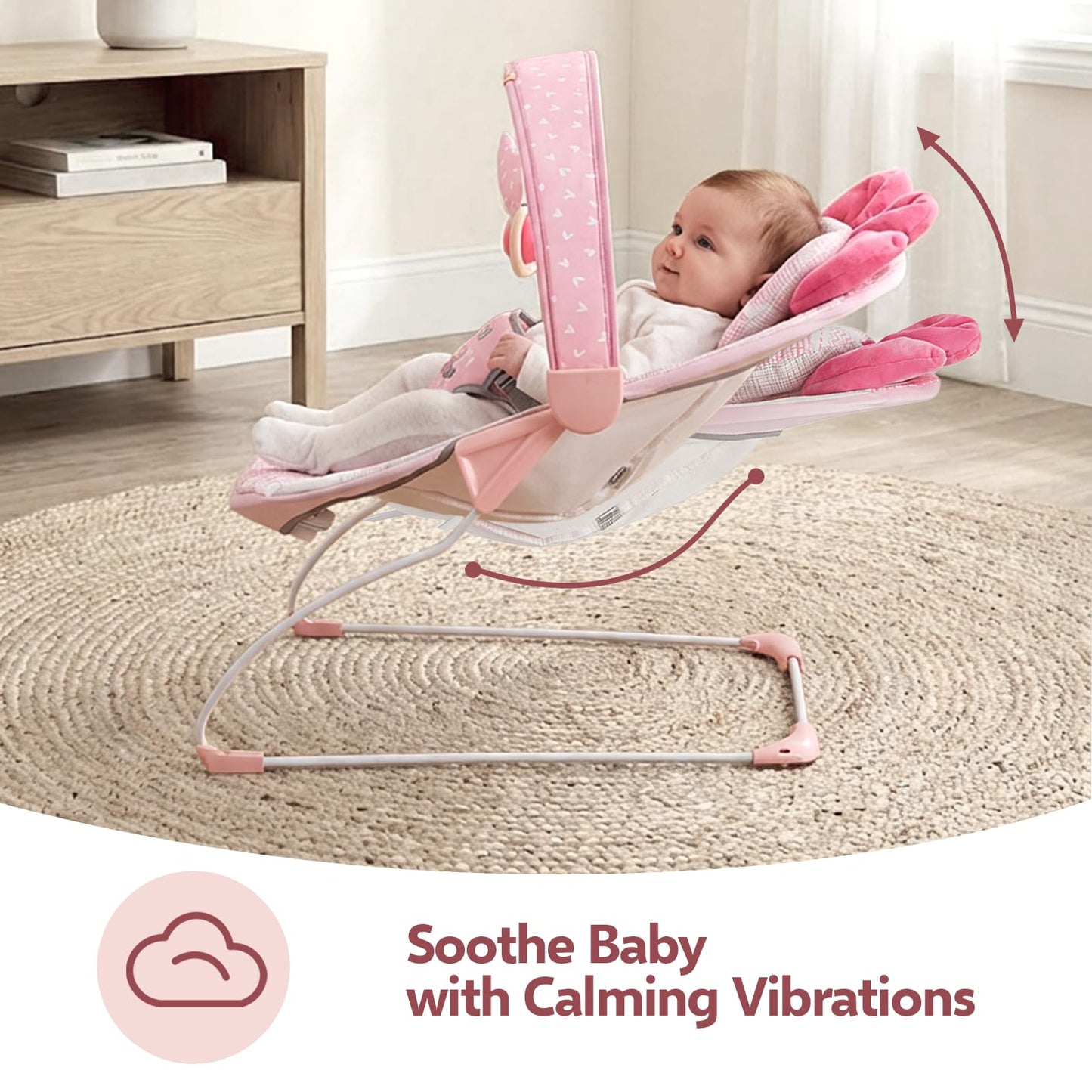 Baby Bouncer, Portable Infant Bouncer, Adjustable and Foldable Baby Rocker with Vibrations,Baby Bouncer Seat for Baby 0-6 Months 6-20 lbs Indoor & Outdoor Use