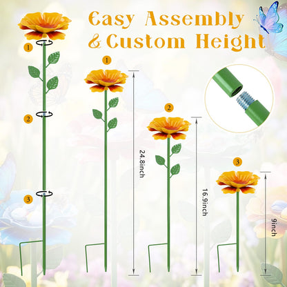 4 Pack Bee Watering Station, Butterfly Feeder, Bee Baths with 50 Glass Marbles, Bee Cups Water for Bees Garden, Outdoor Colorful Flower Design (Red,Green,Blue,Yellow)