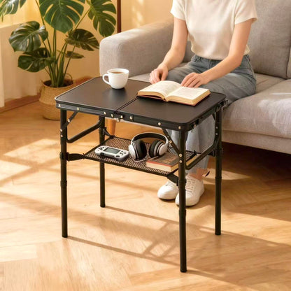 Folding TV Trays Foldable Dinner Tray Table Adjustable Height Food Snack Eating Couch Side Table Study Aluminum Portable Sofa Tray End Table for Outdoor Indoor Camp Pinic Bed Couch Living Room(Black)