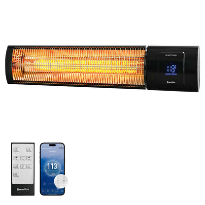 BrewVox Carbon Infrared Electric Outdoor Patio Heater with Thermostats, Smart App-Controlled with Remote On/Off & Timer for Living Room, Bedroom, Garage, Office