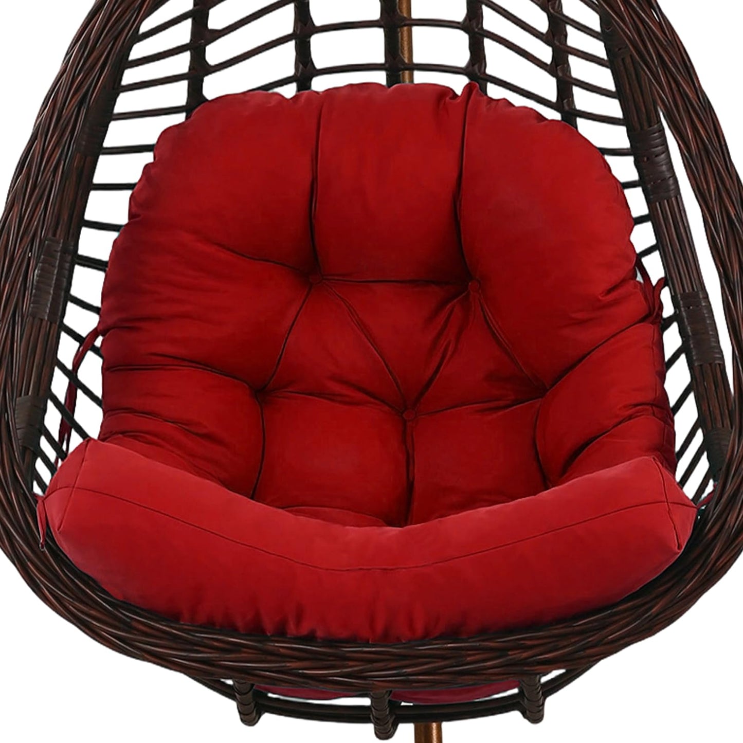 idee-home Egg Chair Cushion Replacement, Hanging Chair Cushion Outdoor with Waterproof Cover, Wicker Hammock Swing Cushioned for Patio, Red（Without Chair）