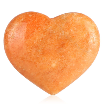 SMQ 60mm Orange Calcite Crystal Heart Shaped Worry Stone Hand Carved Polished Gemstone Pocket Palm Chakra Stones for Reiki Healing Meditation Valentines Anniversary Day Gifts