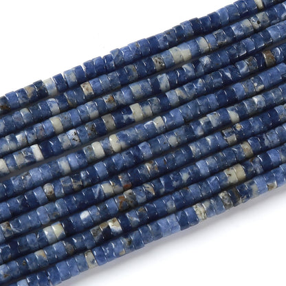 150pcs 2x4mm Natural Blue Sodalite Stone Tube Shape Beads Loose Flat Round Cylinder Flat Spacer Green Stone Beads for Bracelet Earrings Jewelry Making