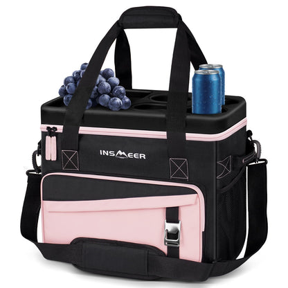 INSMEER Soft Cooler Bag with Hard Shell & 4 Cup Holders, 55 Cans 40L Collapsible Soft Sided Cooler, 100% Leakproof Insulated Cooler Bag Portable for Beach Travel Camping Picnic