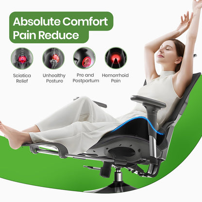 A-Pce Seat Cushion-Large Memory Foam Cushion for Office Chair-Sciatica & Lower Back & Coccyx Pain Relief-Coccyx Cushion for Car&Long Sitting at Work,Black
