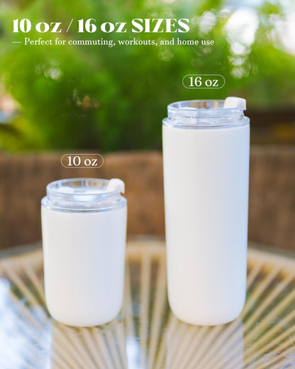 UIRZOTN 6 Pack 16 oz Sublimation Tumblers Blanks Bulk, Travel CoffeeTumblers with Straw and Lids, Reusable Cups with Lids for lced and Hot Drinks