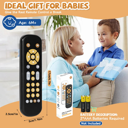 Orzbow Baby Remote Control Toy for 6 Months+ with Music, TV Remote Toy with Realistic Light and Sound - English, French and Spanish for Infant Play - BPA Free, Black
