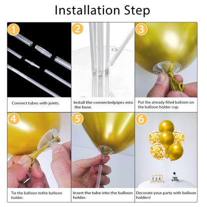 6 Set Balloon Stand Kit for Table Centerpieces With Balloon and Base Party Decorations for Birthday Wedding Retirement Graduation Baby Shower (Gold)