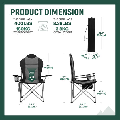 OUTSIDER Folding Camping Chair for Adults Heavy Duty – Supports 400 lbs, Portable Chair with Cup Holder, Side Pocket & Large Rear Mesh Storage Bag, Lightweight Lawn Chair for Camping (Style-4, 2)