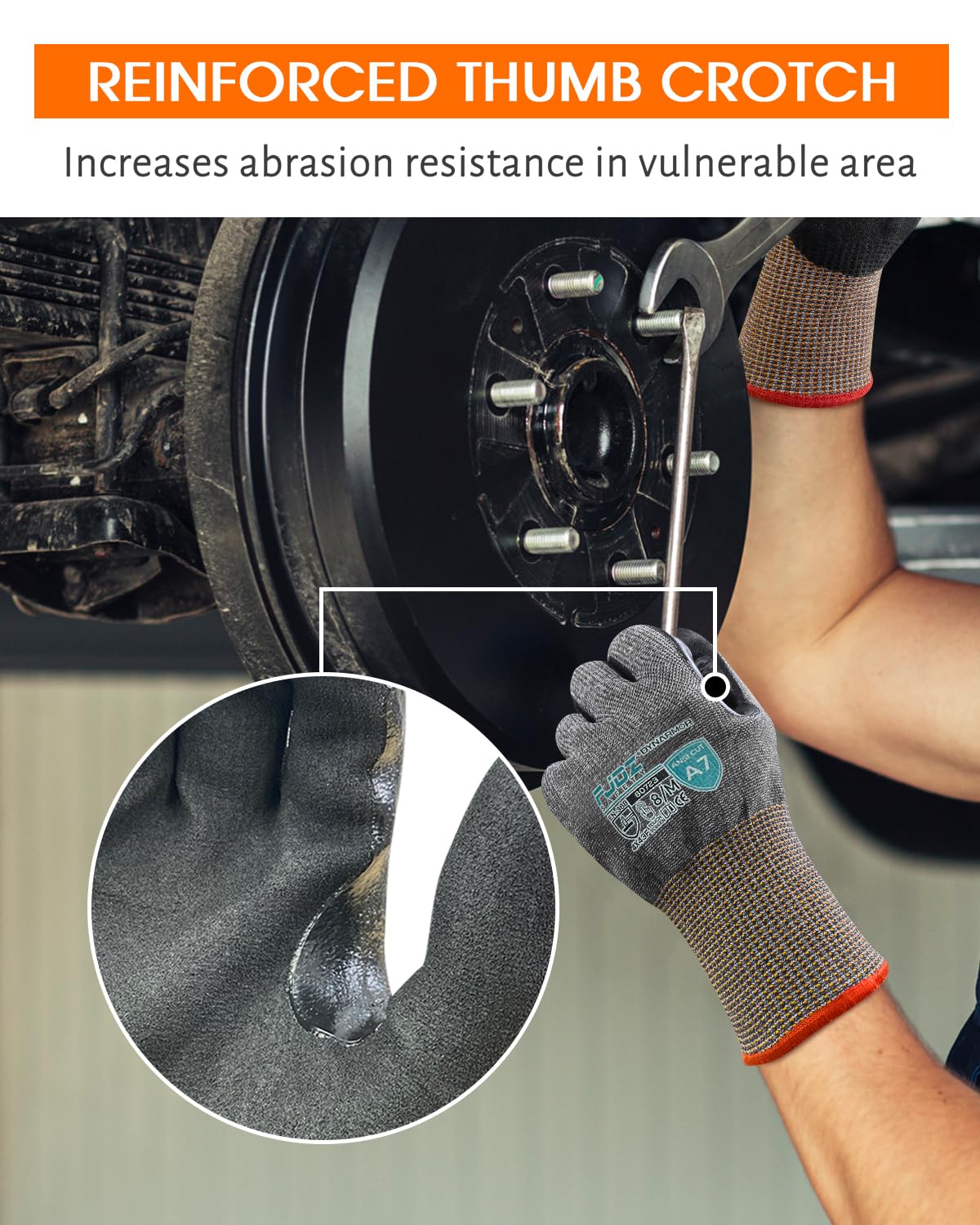 FJDZ SAFETY ANSI A7 Cut Resistant Gloves, 3 Pairs Touchscreen Cutting Gloves with Sandy Nitrile Coated Firm Grip for Wood Work,Warehouse, Handle Glass, Gardening, Construction, Fishing(Gray,X-Large)