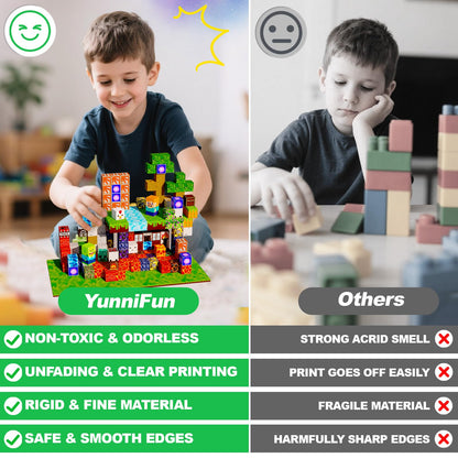 YunniFun Magetic blocks-200pcs Magnetic Building Blocks Toys Set Magnetic Toys for Boys Girls Kids Ages 3 4 5 6 7 8,Magnet STEM Games Christmas Birthday Gifts for Kids. (Mine Car Theme)