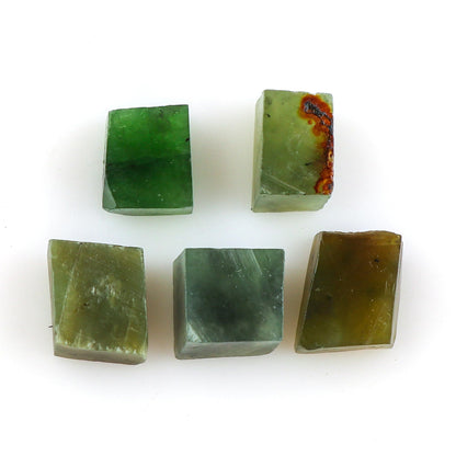 CRYSTALINES 5pcs Wholesale Natural Raw Green Jade Gemstone, Untreated Rough Stone, Bulk Loose Supplies, DIY Crafts, Jewelry Making, Chakra Healing Crystals, Wire Wrap, Gem Collection, AAA Grade