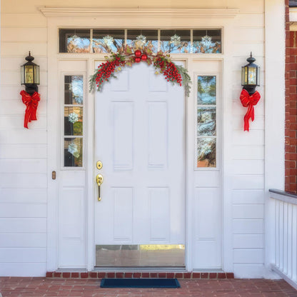 GhuaH Christmas Swag for Front Door 49" Artificial Door Swag Xmas Decorative with Red Berries Xmas Balls Christmas Swags for Stair Fireplace Mantle Mailbox Window Holiday Decor