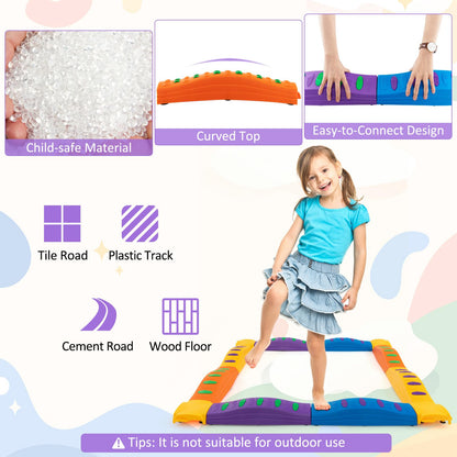 Costzon Wavy Balance Beam for Kids, 20-Piece Toddler Stepping Stones w/Textured Surface & Non-Slip Foot Pads, 180 LBS Weight Capacity, Coordination Blocks Gym Set, Obstacle Course Toys for Girls Boys