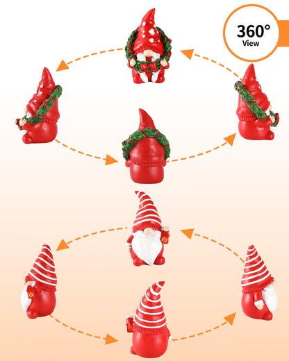 iStatue Set of 2 Resin Christmas Gnomes, 4.3'' Adorable Hand-Painted Tabletop Tomte Collectible Figurines Christmas Decorations for Home and Garden (Xmas)