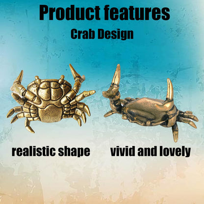 Qaoliffa Funny Crab Pen Holder, Bronze Weightlifting Crab Desk Pen Stand for Office Display Decoration