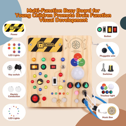 Sumsoltic Busy Board,Montessori Toys for 1-3 Year Old Boys & Girls,Travel Educational Learning Activities for Toddlers,Sensory Toy for Kids with Autism (Busy Board v4)
