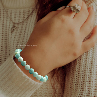 Amazing Gemstone Amazonite Bracelet for Women Men's Gifts - Protection Healing Crystal Bracelet - 8mm Gemstone Beaded Adjustable Bracelet Pulseras Para Hombres Mujer Stocking Stuffers