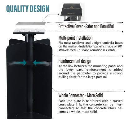 Wanhork In-ground Umbrella Base for Offset Cantilever Umbrellas, Stainless Steels Outdoor Umbrella Base, Upright Outdoor Umbrella Holder