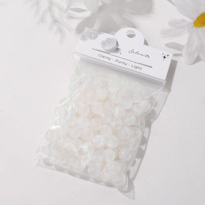 Raicegs 100pcs 8mm Selenite Beads Natural Gemstone Beads Round Loose Beads for Jewelry Making DIY Bracelets Necklace