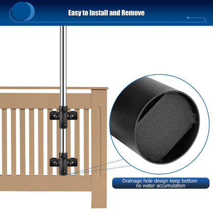 Lalafancy Umbrella Base for Deck Railing, Adjustable Deck Umbrella Mount Bracket Patio Umbrella Holder Outdoor Umbrella Stand Clamp Clip on Fences, Courtyard, Balcony, Porch