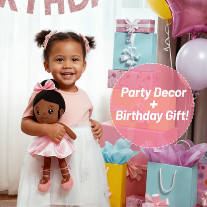 OUOZZZ 12.6" Black Soft Baby Dolls Toys for 1 Year Old Girl Gifts, African American Dolls Birthday Gifts for 1 Year Old Girl Ballerina Doll Plush Toys for Toddler