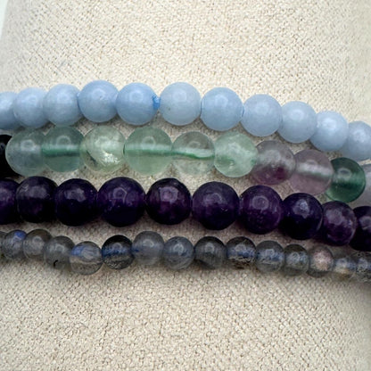 Wendy Kleiner Crystal Bracelet and Crystal Bracelet Stack – Healing Stone Beads – Small Size Beads - Spiritual Energy Jewelry – Elastic, Unisex, Gift-Ready (Healing Crystal Bracelet)