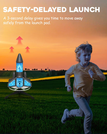 Rocket Launcher for Kids – 2nd Gen Upgraded Design, Electric Auto Launch, 200ft Flight with Safe Parachute, Outdoor Rocket Toy for Boys & Girls, Birthday Gift for Ages 8-13, Frozen Pattern (Snow Girl)