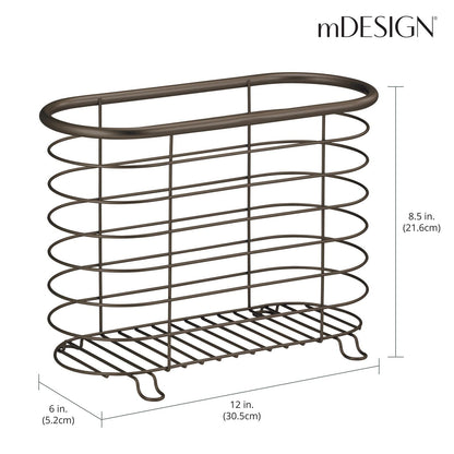 mDesign Newspaper and Magazine Rack for Bathroom, Office, Den - Bronze