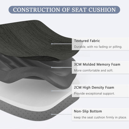 baibu Kitchen Chair Cushions, Dual-Layer Patented Design Molded Memory Foam Dining Chair Pads with Ties and Washable Cover, 17" x 16" x 2", Black