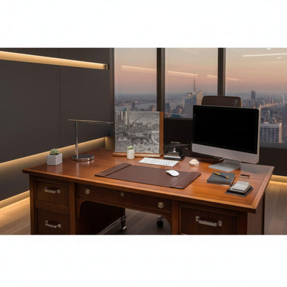 DACASSO Leather Desk Pad with Side Rails - Luxury Leather Desk Blotter for Writing - Executive Desk Surface Protector - (Chocolate Brown, 22” x 14”)