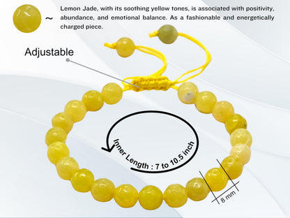 Amazing Gemstone Lemon Jade Bracelet for Women - Chakra Mens Bracelet Protection Crystals&Healing Stones - Blessing Bracelet Spiritual Meditation Gift(Faceted Beaded Bracelet, Adjustable)