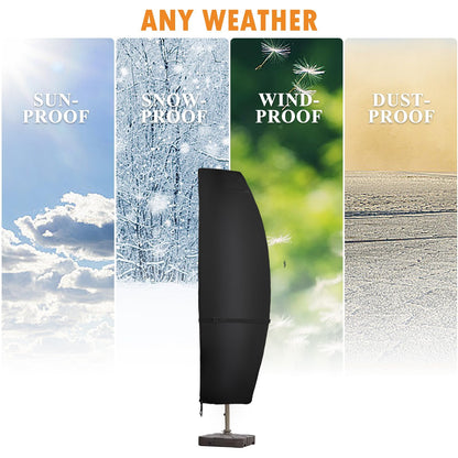 DOCEPERT Patio Umbrella Parasol Cover, 420D Waterproof Outdoor, Fits 13-15 ft Double-Sided Large Umbrella, Garden, Top Vent, Zipper, Windproof Anti-UV