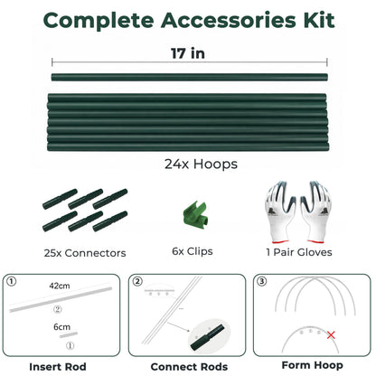 Gardzen Garden Hoops for Raised Beds Greenhouse Hoops, DIY Kit for Row Cover Garden Netting, All Season Plant Protection, 24 Pcs
