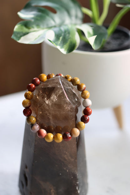 The Vida Handmade AAA+ Quality Crystal Stretch Elastic Bracelet - Nature Gemstone - Jewelry Gift - Holiday Gift - For Women & Men (Mookaite Jasper)