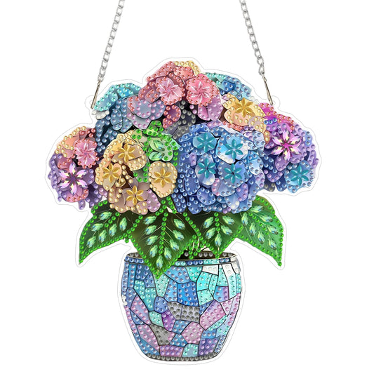 AIBOERL Diamond Art Hanging Kit for Adult,Special Shaped Rhinestone,Double Sided 5D DIY Acrylic Diamond Art Painting Window Pendants Home Garden Wall Hanging Kits Hanging Ornament (Flower)