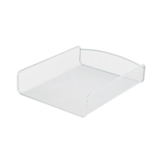 Safco Onyx Mesh Single Tray Desktop Organizer | Heavy Duty Steel | Powder Coat Finish | 11.75 x 9.25 x 2.5 | Office Supplies Organizer | Letter Trays & Stacking Supports | Silver