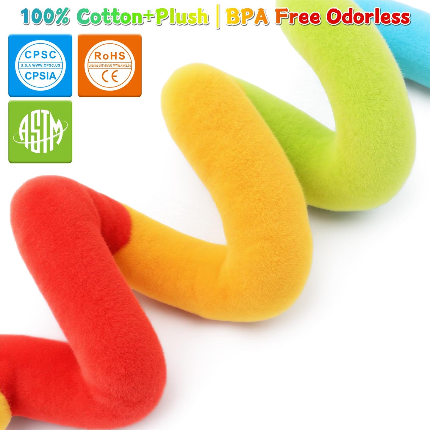 FPVERA Spiral Car Seat Toys - Baby Sensory Soft Plush Hanging Toys for 0-12 Months Stroller Crib Accessories, Essentials for Expecting Moms & Baby Shower Registry Gift