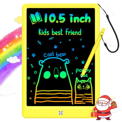 BUKEBU LCD Writing Tablet Doodle Board,10.5 inch Colorful Drawing Pad,Electronic Drawing Tablet, Drawing Pads,Travel Gifts for Kids Ages 3 4 5 6 7 8 Year Old Girls Boys (Yellow)
