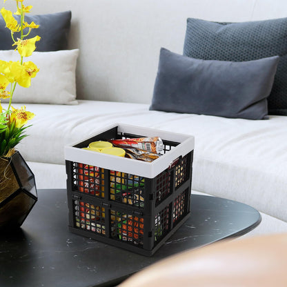 Oymlclivisa 18 L Collapsible Plastic Storage Crates, Square Foldable Crates for Storage, 3 Pack, Black